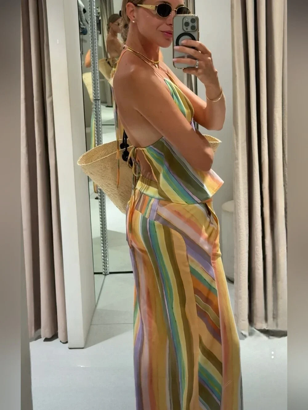 ZARA STRIPED WIDE LEG PANTS